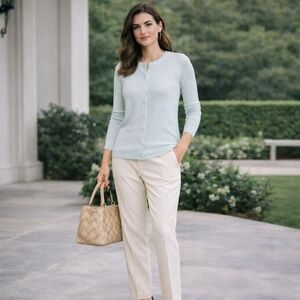 PURE Collection 100% Cashmere Superfine Cardigan Mint UK 12 US 6 EU‎ 38